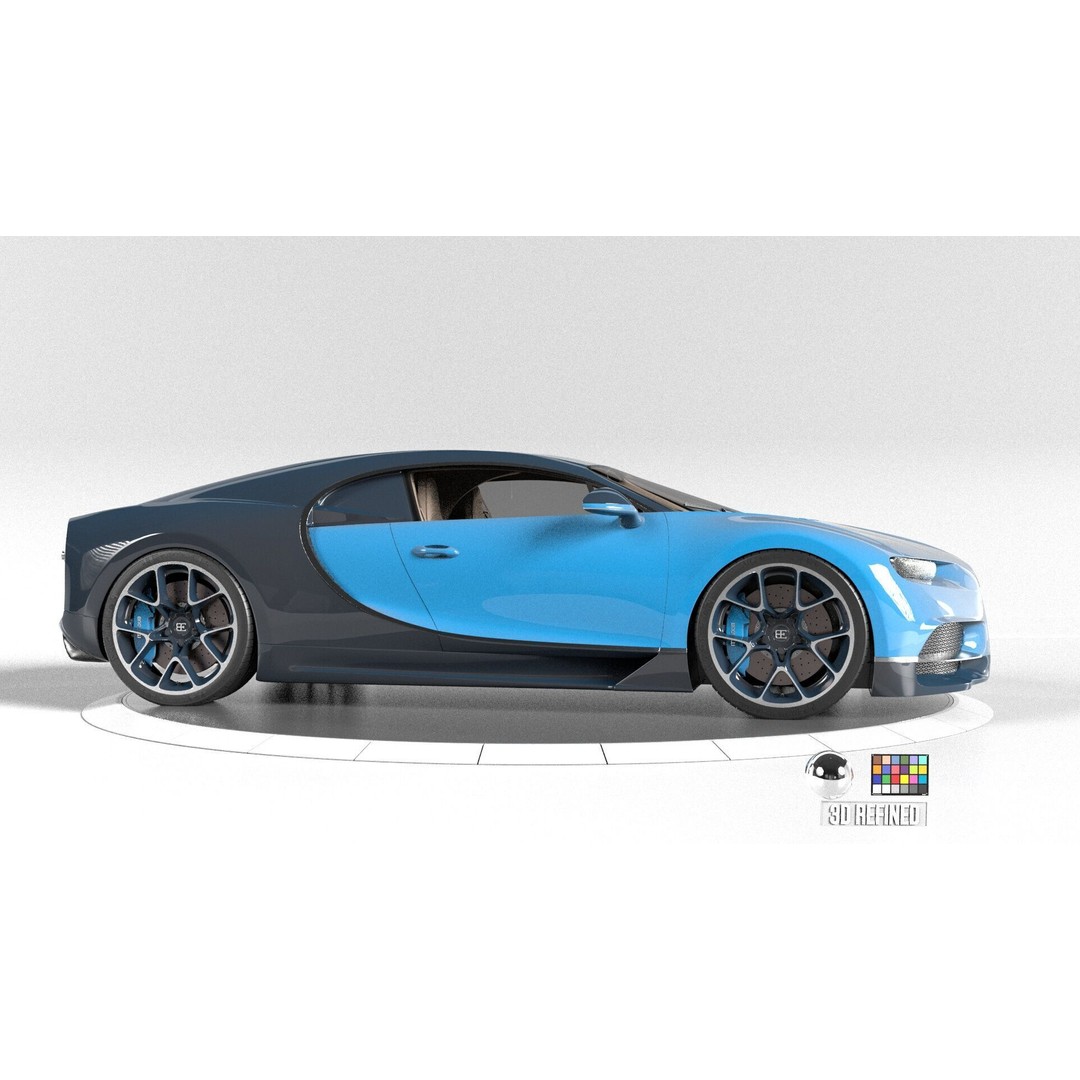 Bugatti Chiron 3D Model – Rigged Game-Ready Asset, FBX, OBJ - View 11