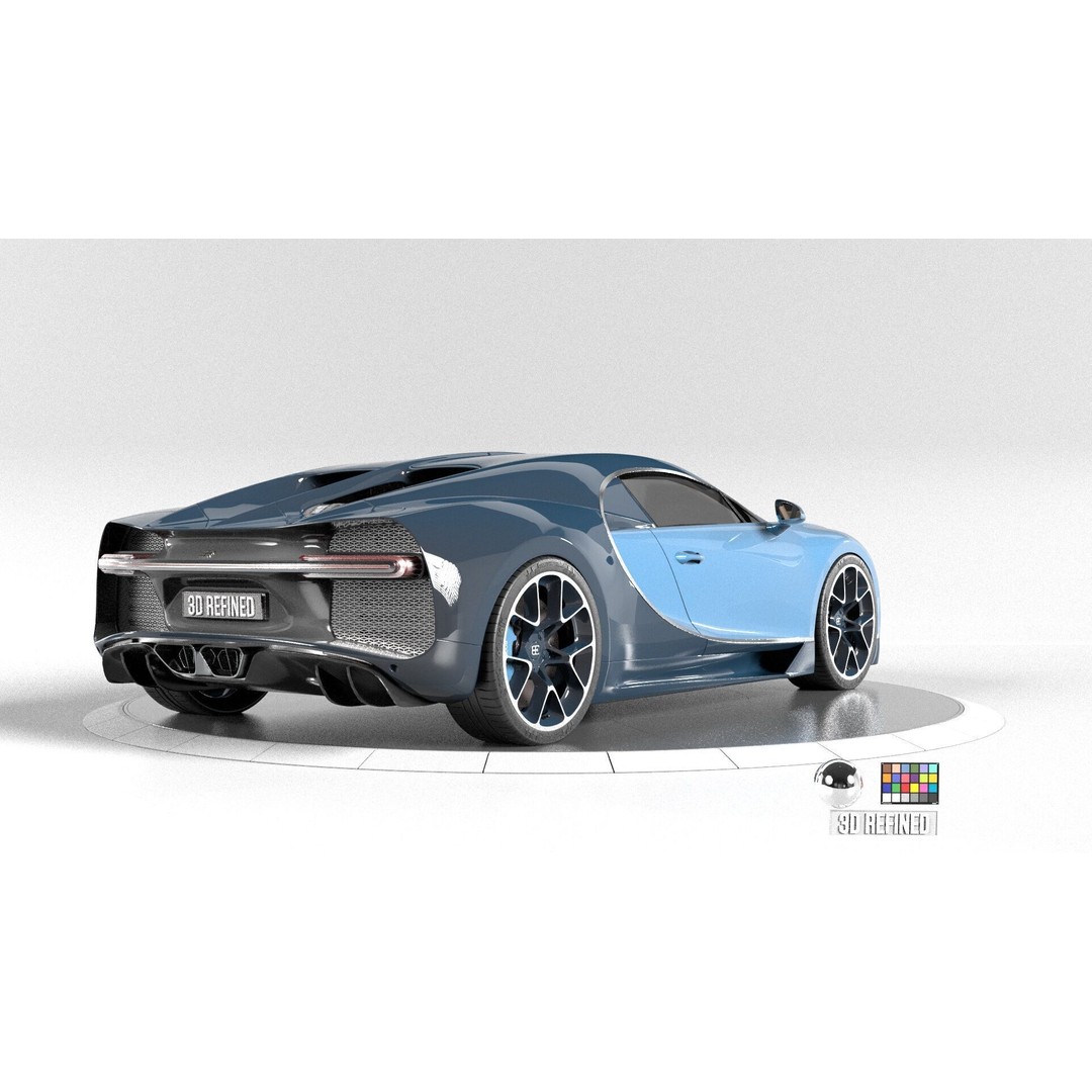 Bugatti Chiron 3D Model – Rigged Game-Ready Asset, FBX, OBJ - View 12