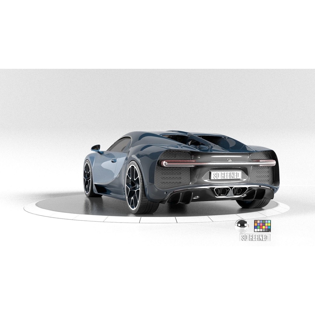 Bugatti Chiron 3D Model – Rigged Game-Ready Asset, FBX, OBJ - View 13