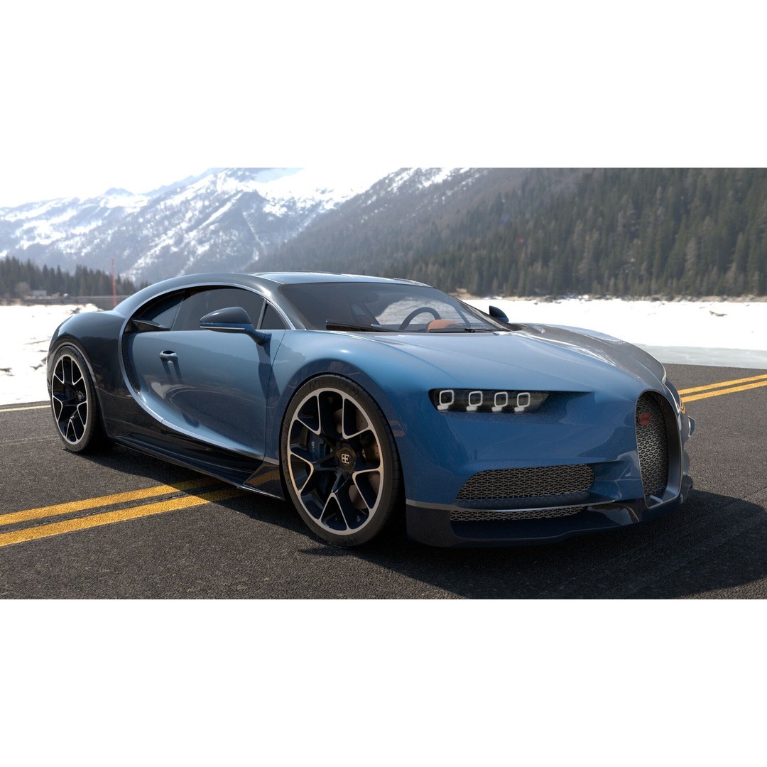 Bugatti Chiron 3D Model – Rigged Game-Ready Asset, FBX, OBJ - View 14