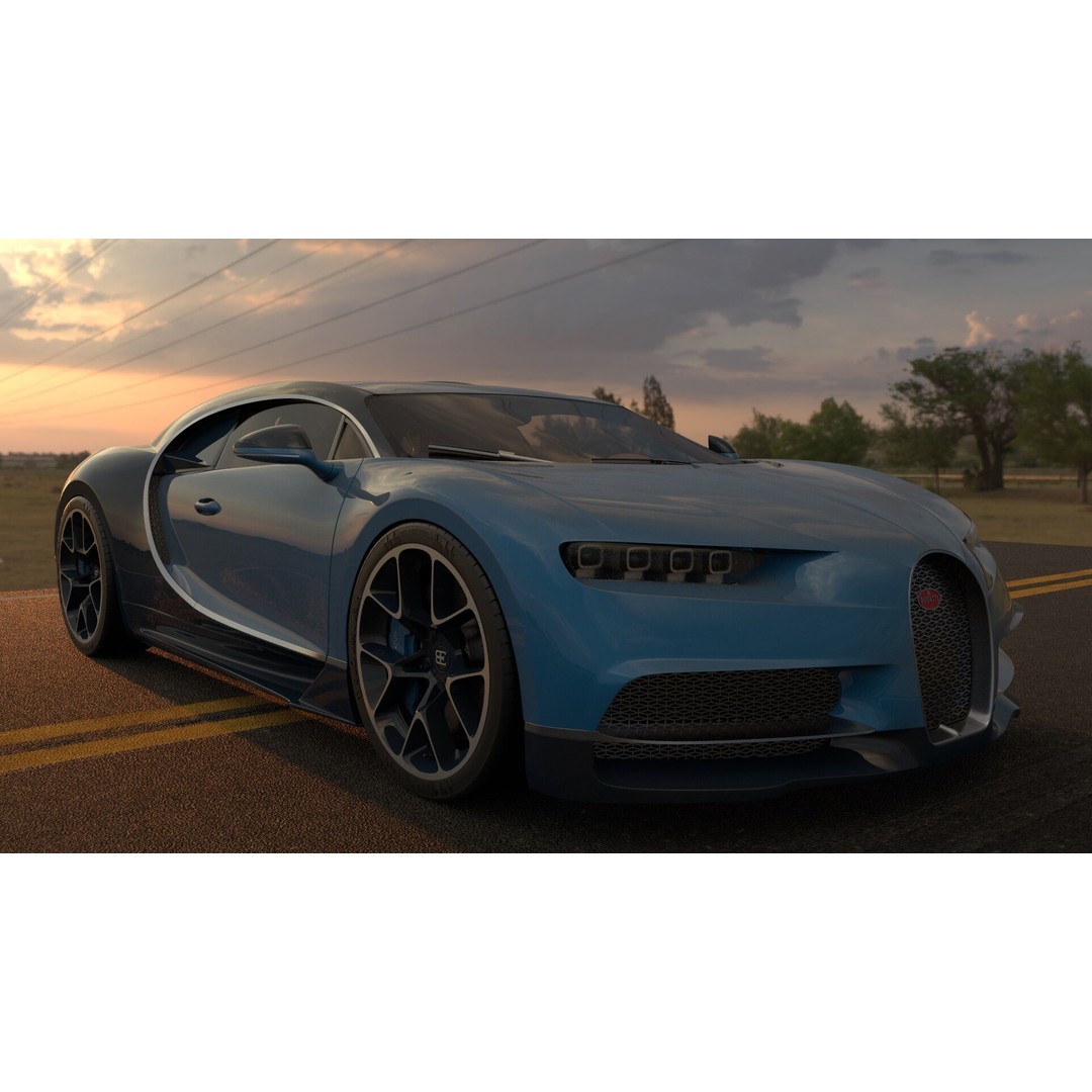 Bugatti Chiron 3D Model – Rigged Game-Ready Asset, FBX, OBJ - View 15