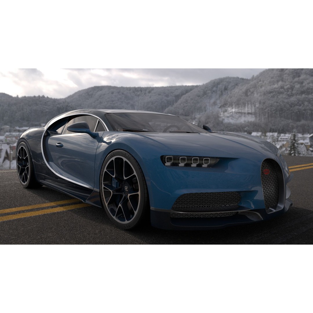 Bugatti Chiron 3D Model – Rigged Game-Ready Asset, FBX, OBJ - View 16