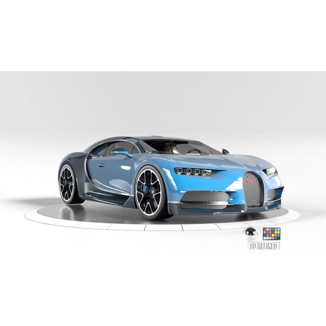 Bugatti Chiron 3D Model – Rigged Game-Ready Asset, FBX, OBJ - View 3