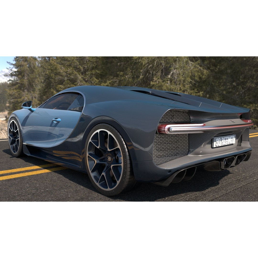 Bugatti Chiron 3D Model – Rigged Game-Ready Asset, FBX, OBJ - View 4