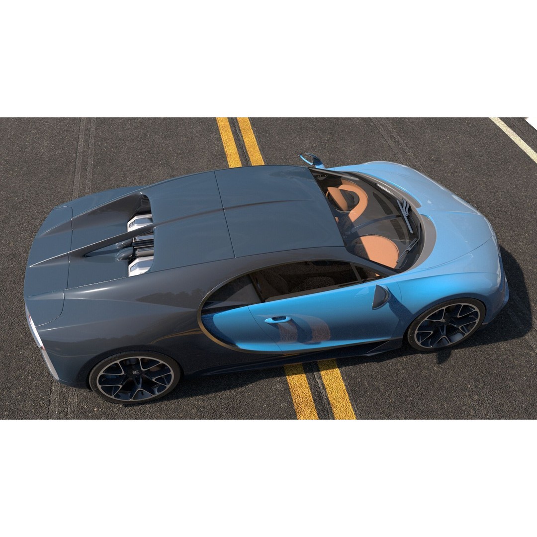 Bugatti Chiron 3D Model – Rigged Game-Ready Asset, FBX, OBJ - View 5