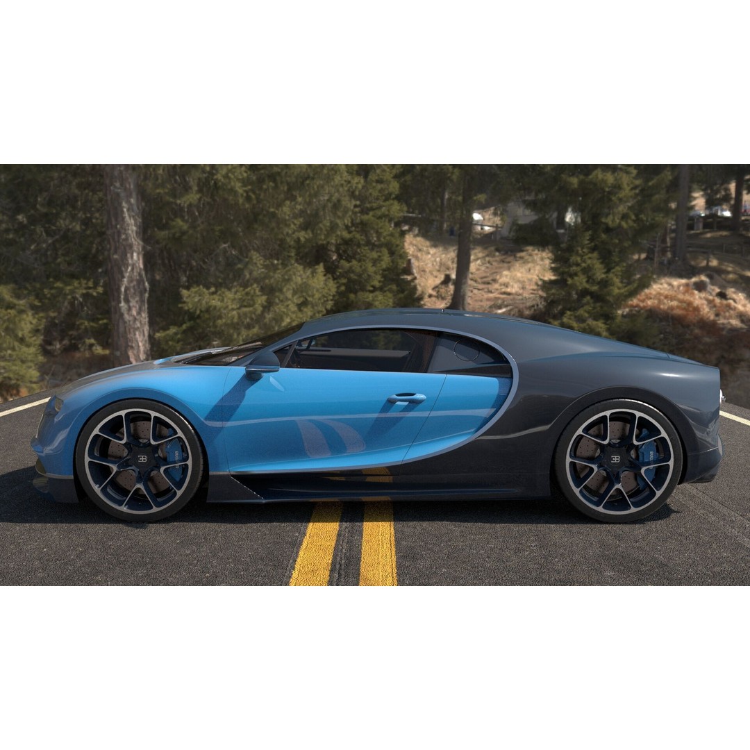 Bugatti Chiron 3D Model – Rigged Game-Ready Asset, FBX, OBJ - View 6