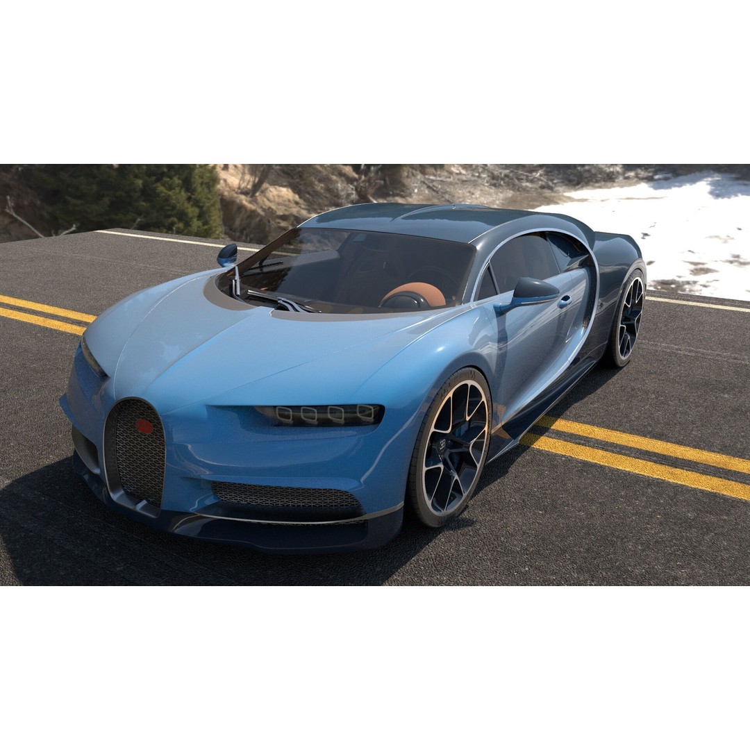 Bugatti Chiron 3D Model – Rigged Game-Ready Asset, FBX, OBJ - View 7
