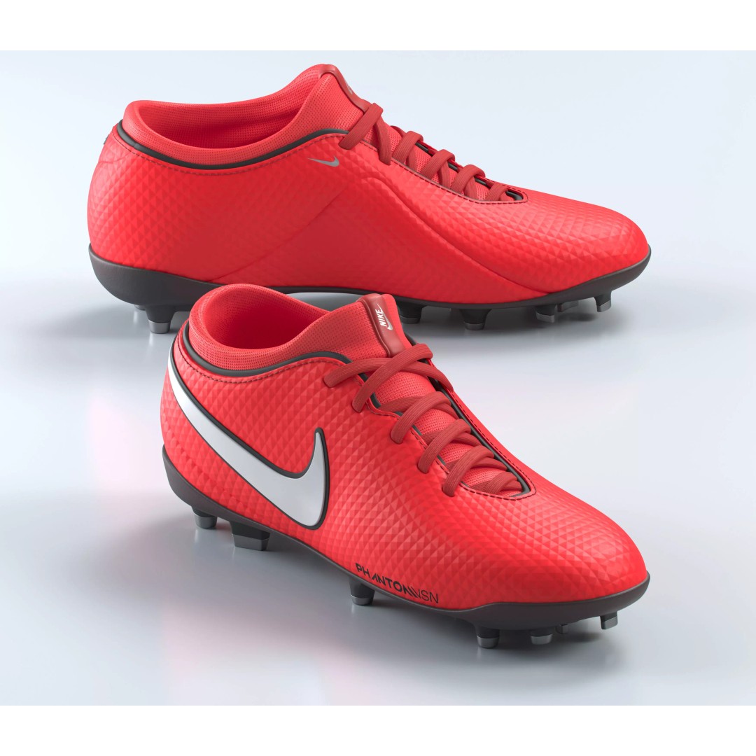 Red Football Boots 3D Model – Photorealistic Soccer Cleats, FBX, OBJ - View 2