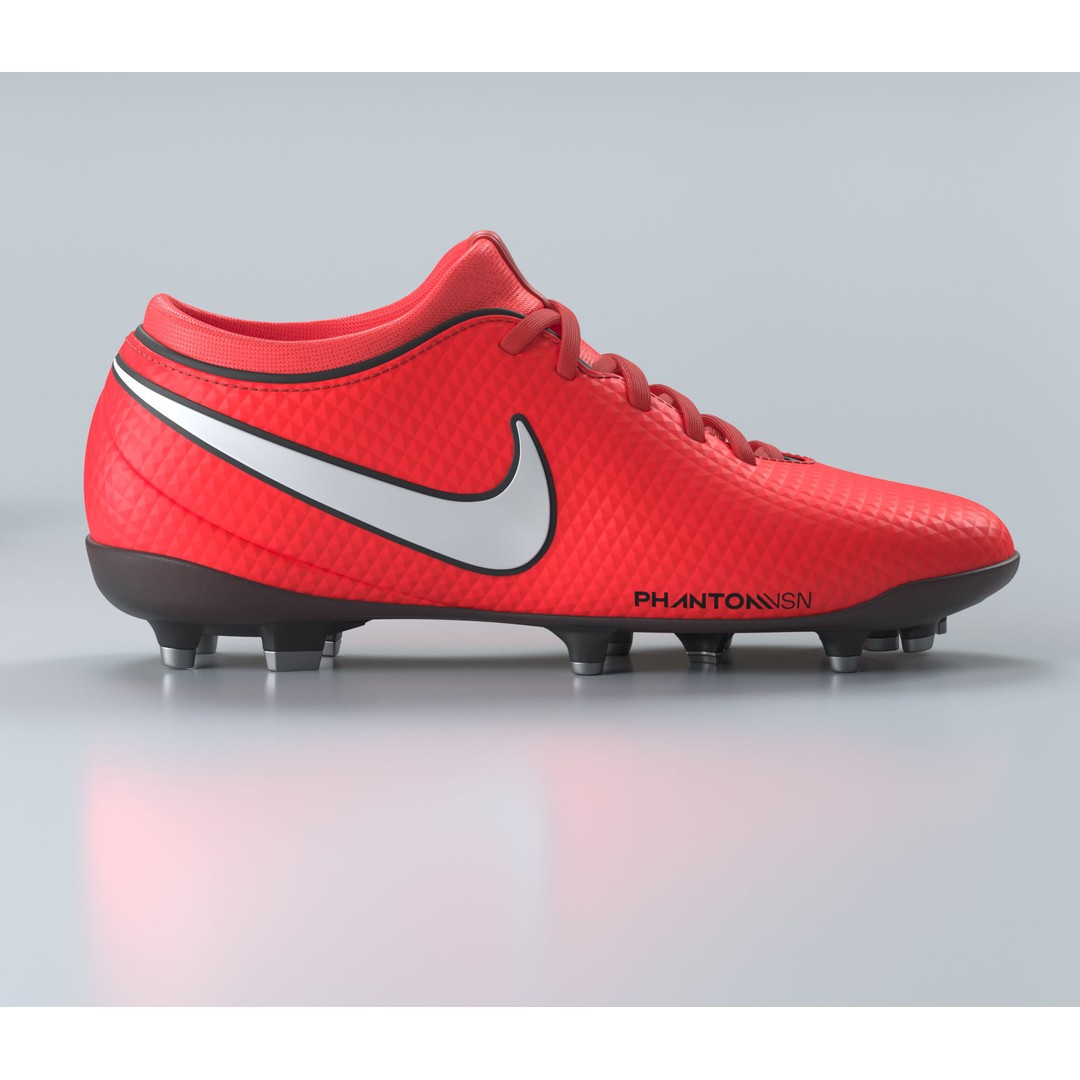 Red Football Boots 3D Model – Photorealistic Soccer Cleats, FBX, OBJ - View 3