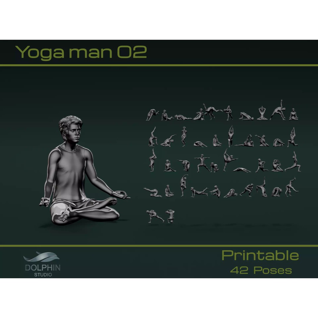 Yoga Man 3D Model – Serene Pose Collection, OBJ, STL Formats - View 2
