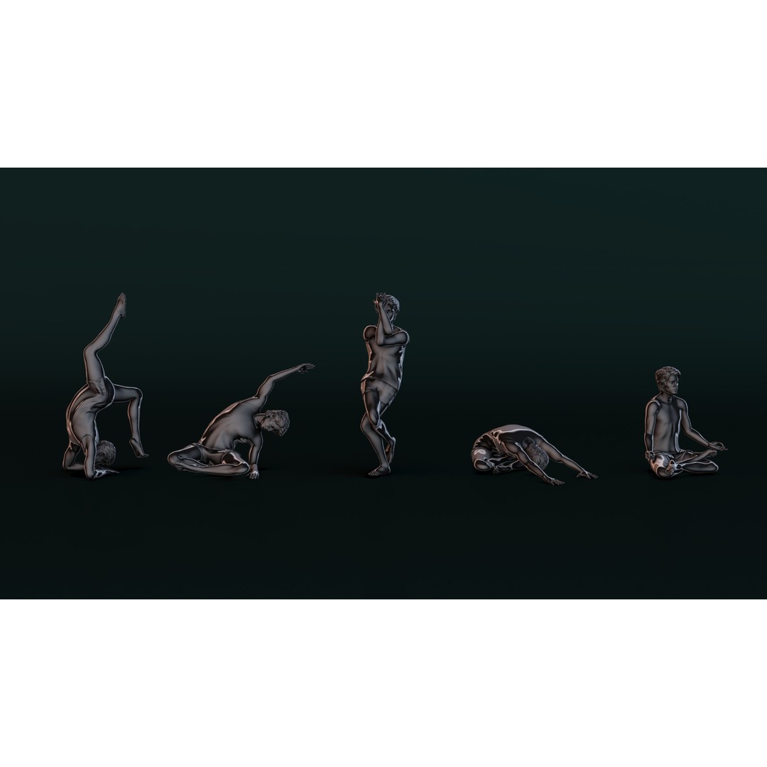 Yoga Man 3D Model – Serene Pose Collection, OBJ, STL Formats - View 7