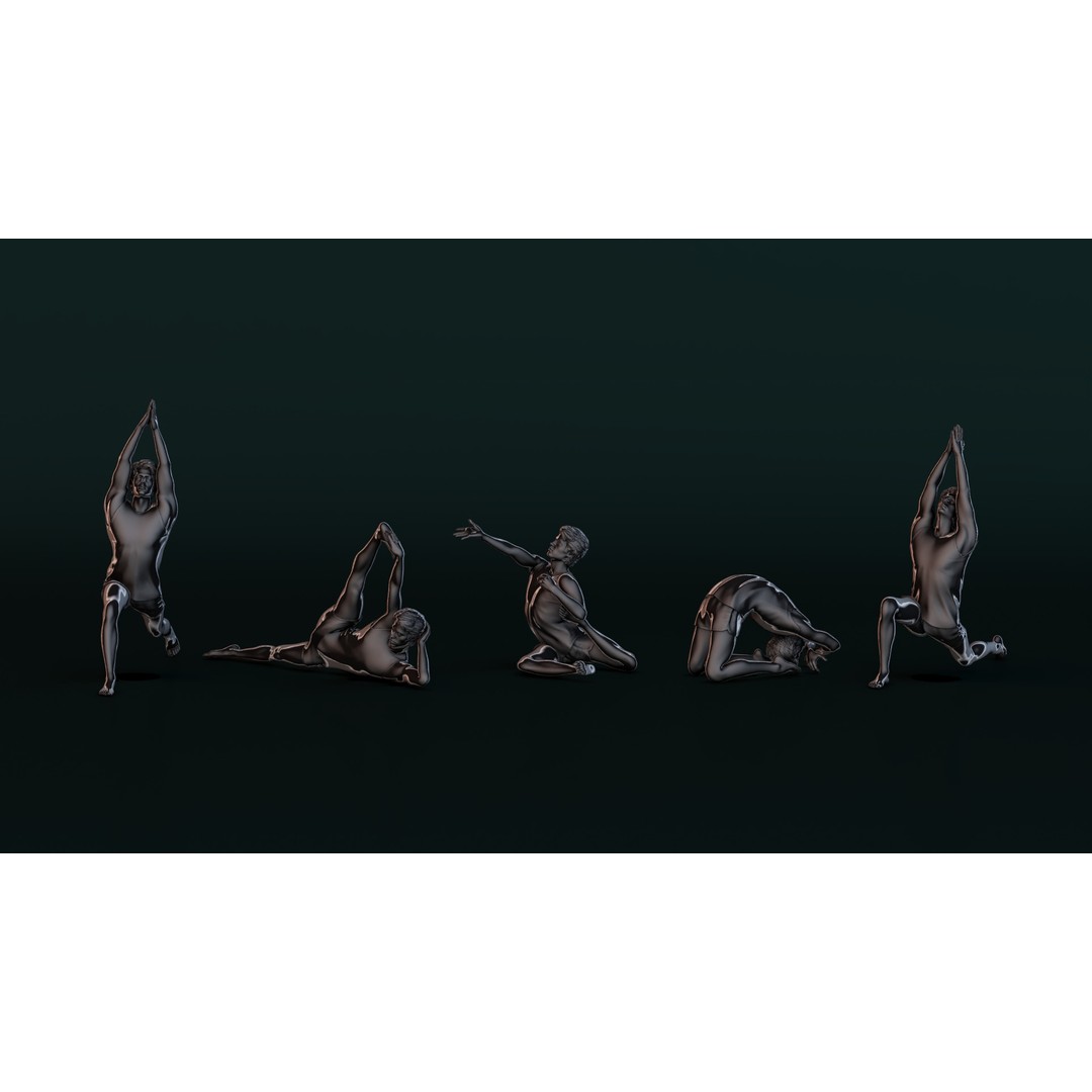Yoga Man 3D Model – Serene Pose Collection, OBJ, STL Formats - View 8