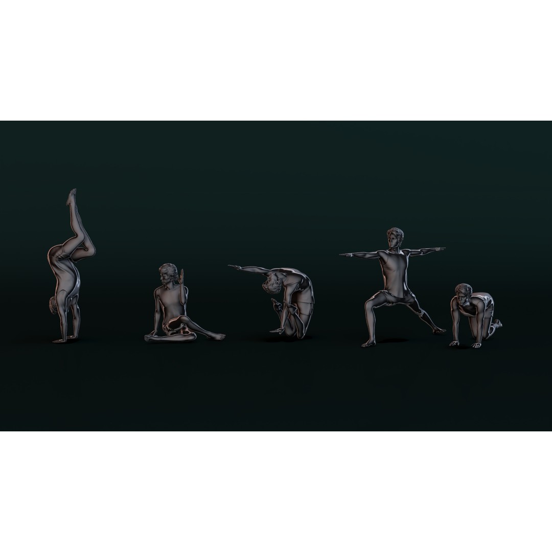 Yoga Man 3D Model – Serene Pose Collection, OBJ, STL Formats - View 9