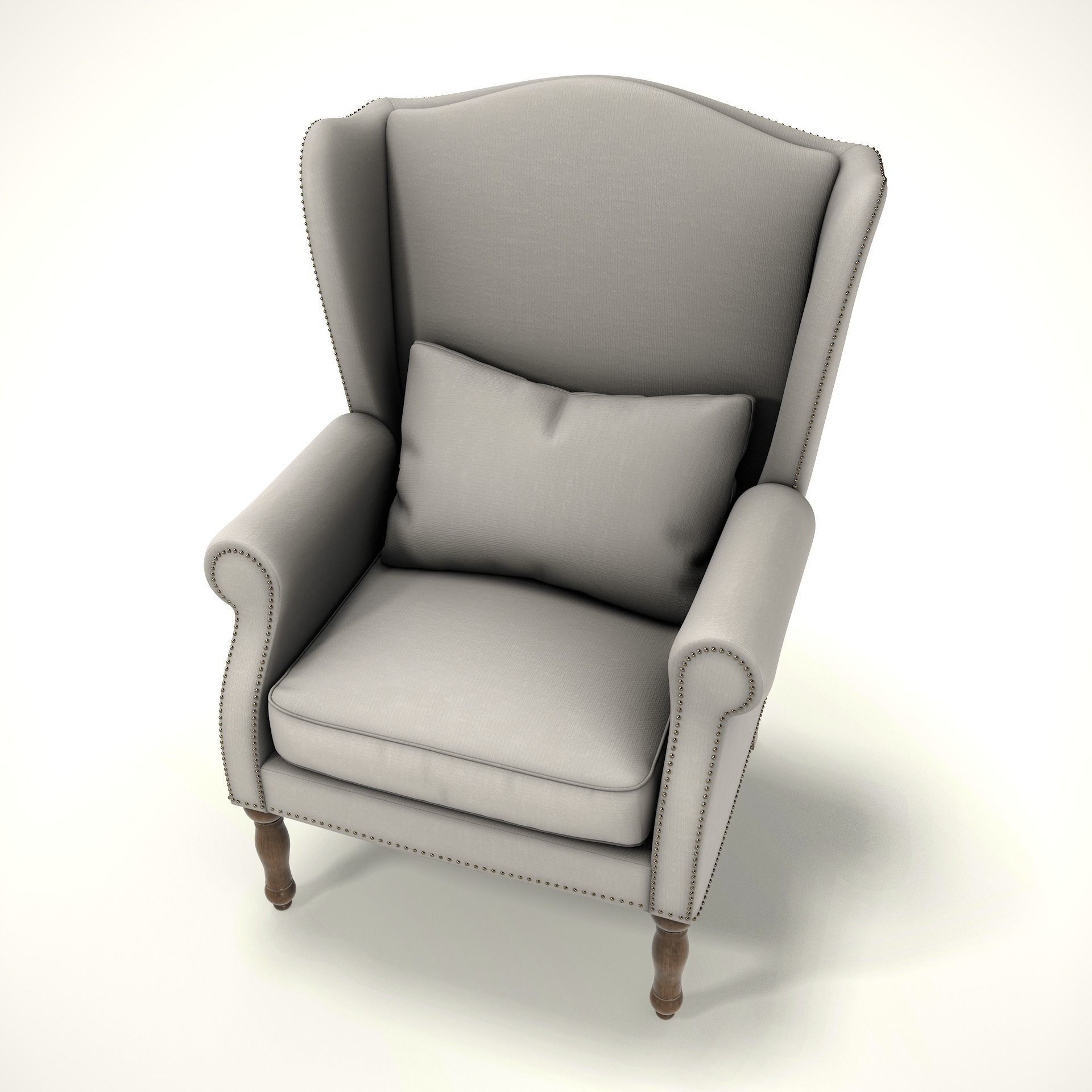 Wingback Chair - Low-Poly Game-Ready 3D Model - View 10