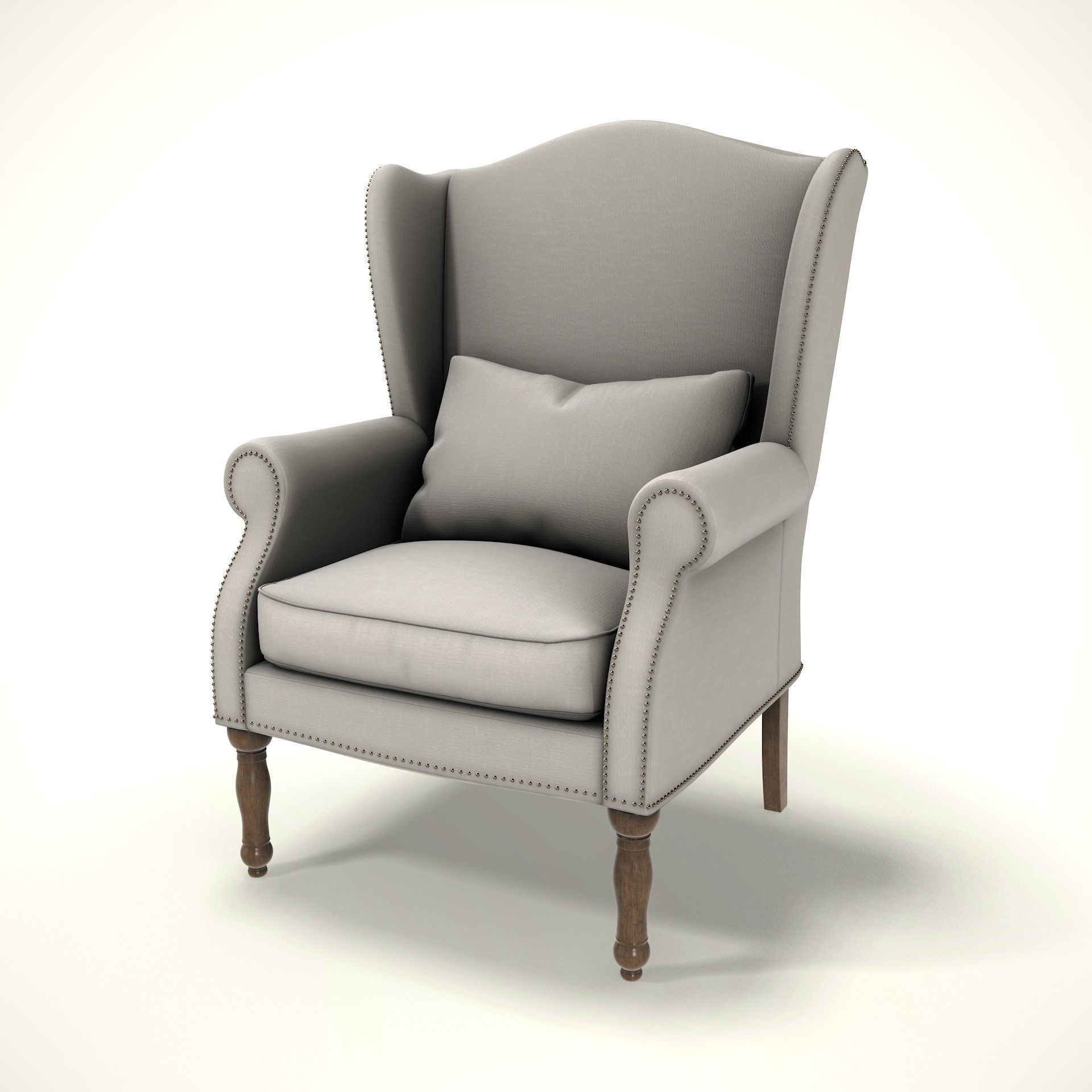 Wingback Chair - Low-Poly Game-Ready 3D Model - View 4