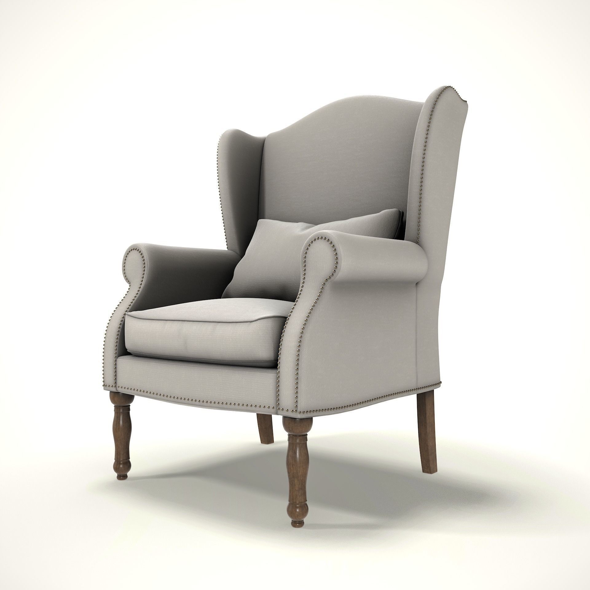 Wingback Chair - Low-Poly Game-Ready 3D Model - View 7