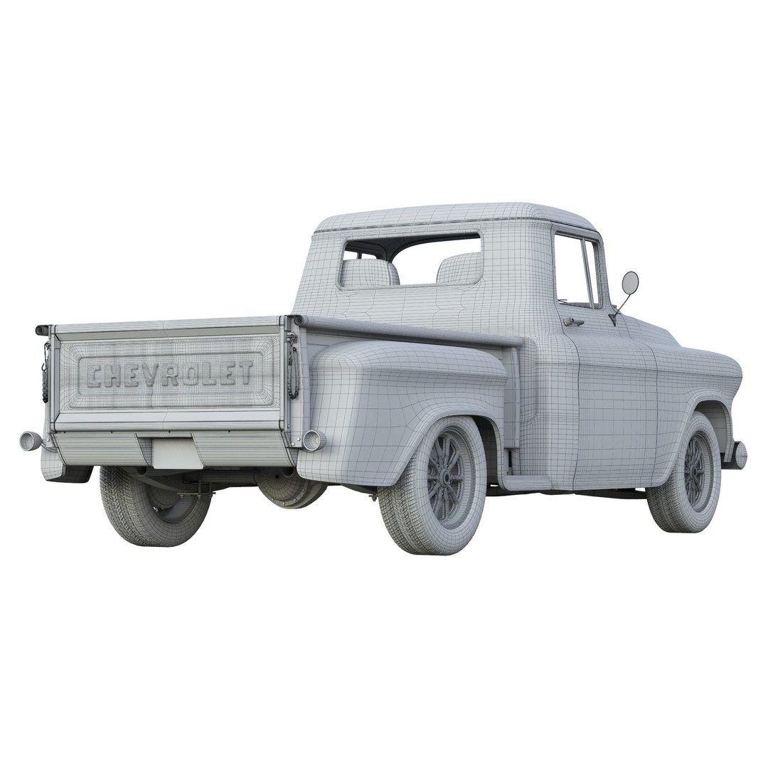 1957 Chevrolet 3100 Stepside Pickup 3D Model – Hi-Poly PBR Game Asset, FBX, OBJ