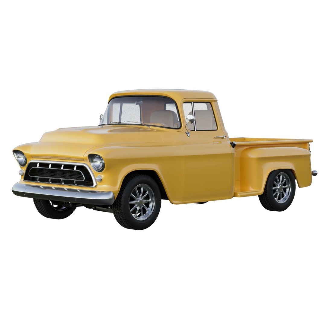 1957 Chevrolet 3100 Stepside Pickup 3D Model – Hi-Poly PBR Game Asset, FBX, OBJ - View 11