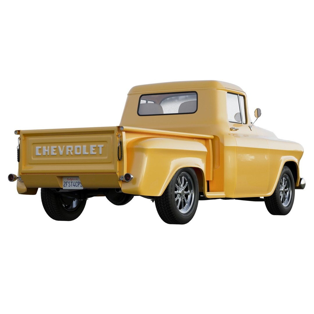 1957 Chevrolet 3100 Stepside Pickup 3D Model – Hi-Poly PBR Game Asset, FBX, OBJ - View 12