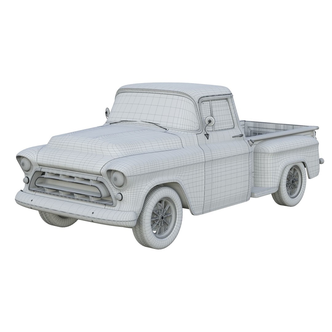 1957 Chevrolet 3100 Stepside Pickup 3D Model – Hi-Poly PBR Game Asset, FBX, OBJ - View 13