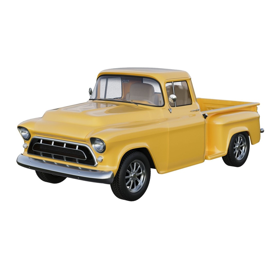 1957 Chevrolet 3100 Stepside Pickup 3D Model – Hi-Poly PBR Game Asset, FBX, OBJ - View 3