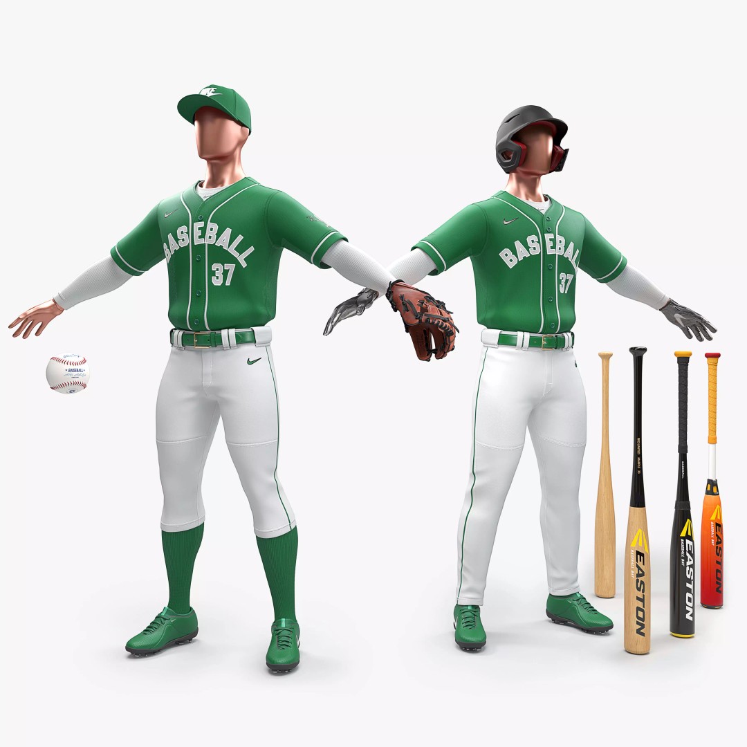 Baseball Uniform 3D Model – Realistic Player Outfit, FBX, OBJ - View 2