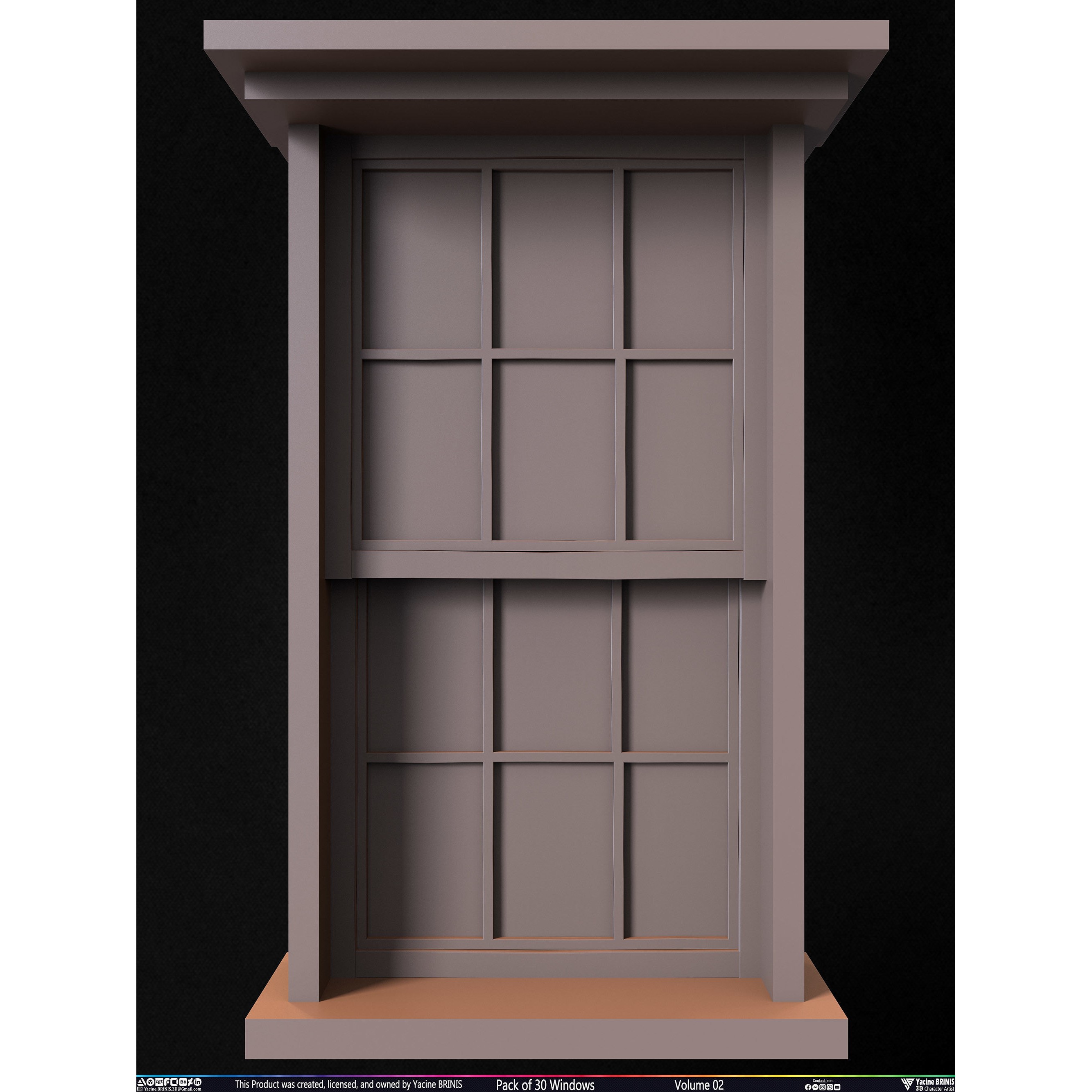 Pack of 30 Windows - Low-Poly 3D Model - View 11