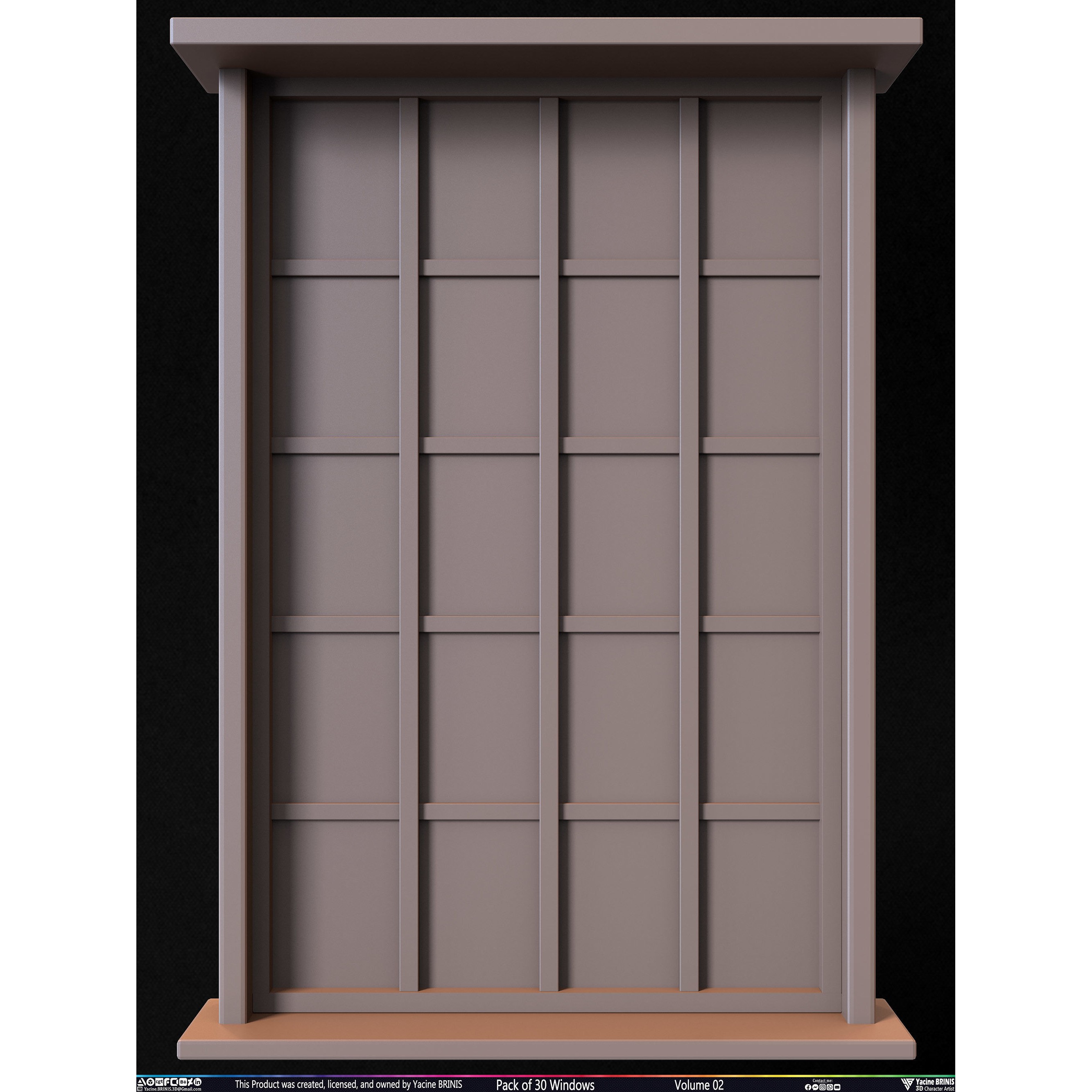 Pack of 30 Windows - Low-Poly 3D Model - View 12