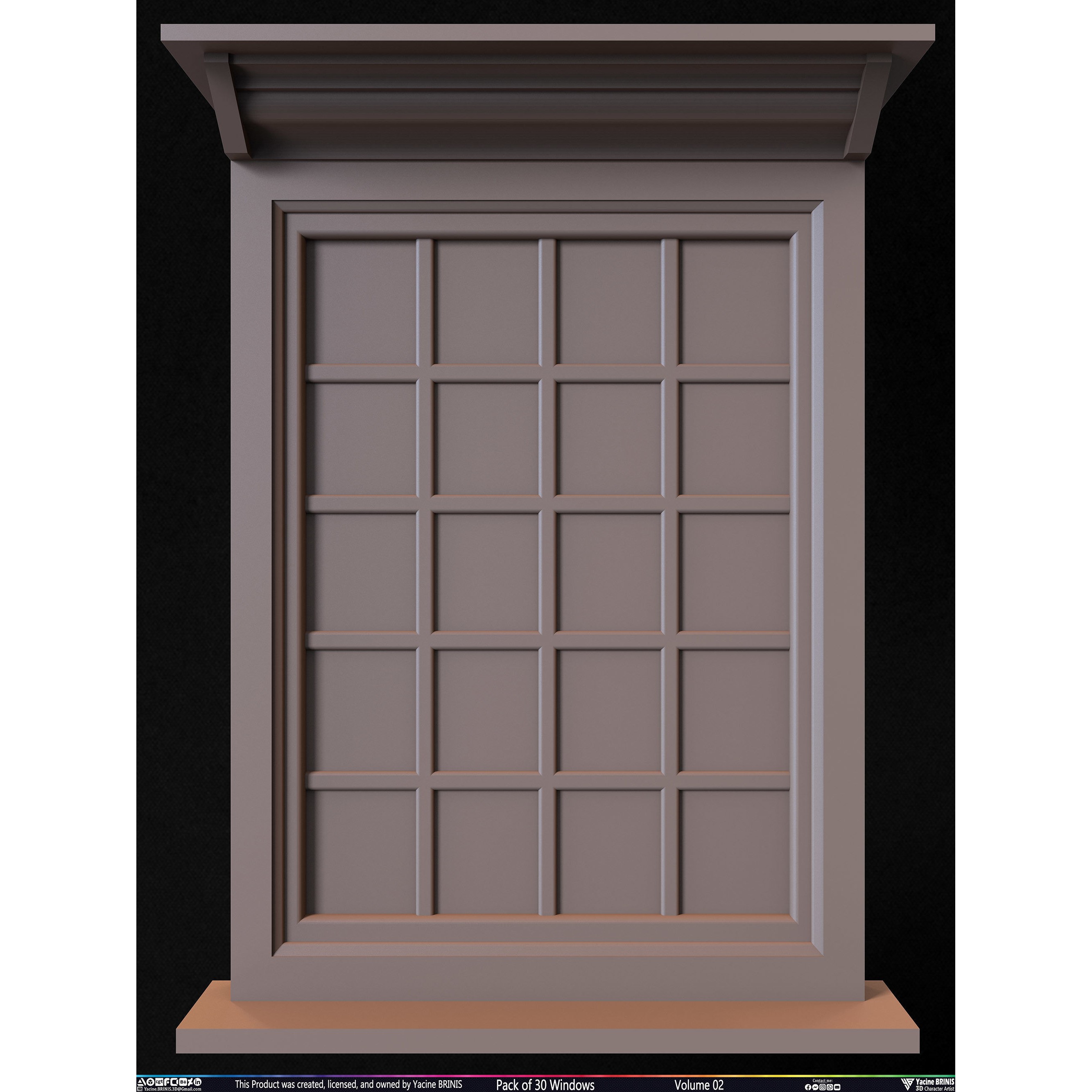 Pack of 30 Windows - Low-Poly 3D Model - View 15