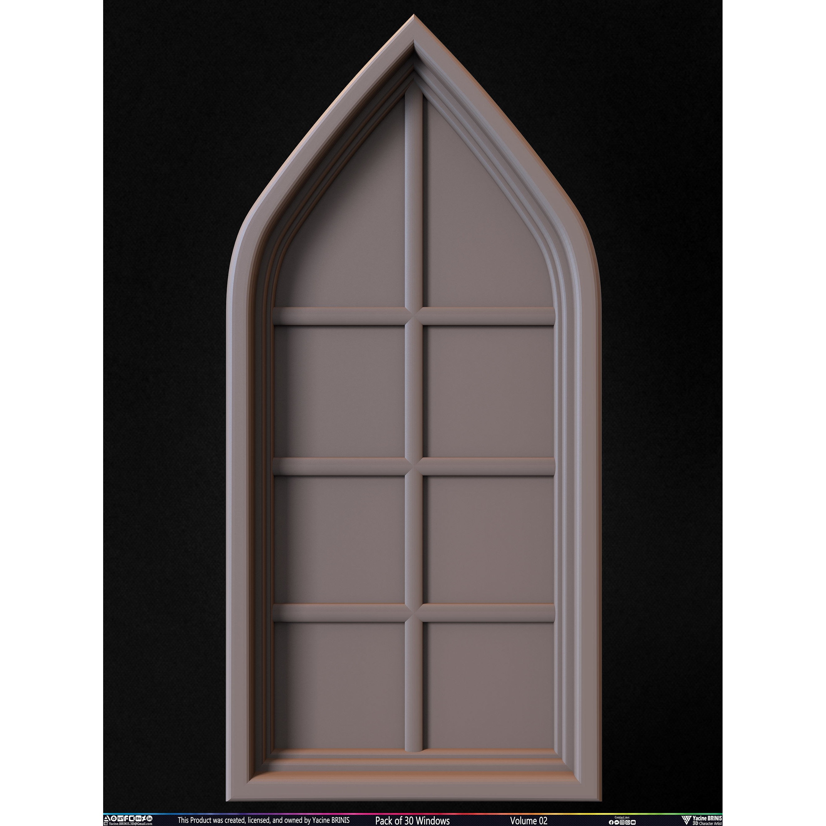 Pack of 30 Windows - Low-Poly 3D Model - View 22
