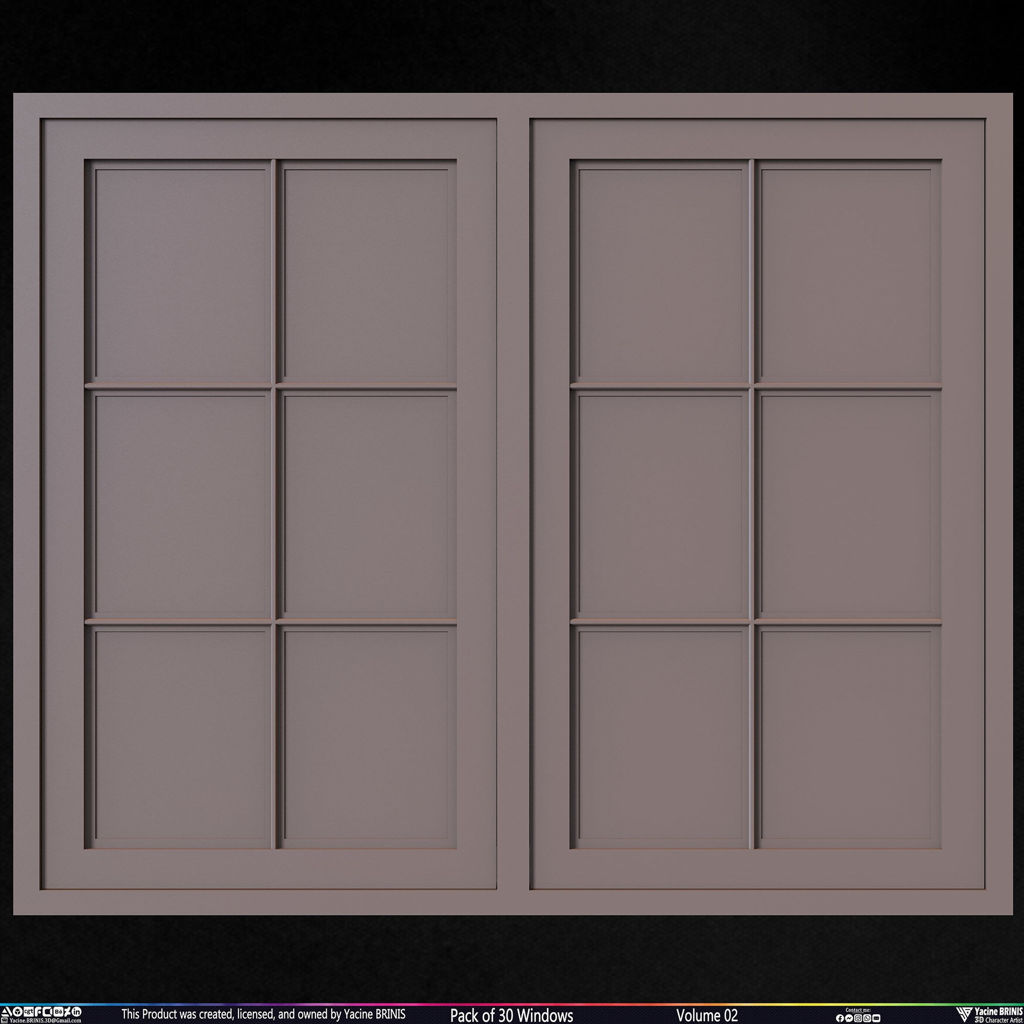 Pack of 30 Windows - Low-Poly 3D Model - View 31