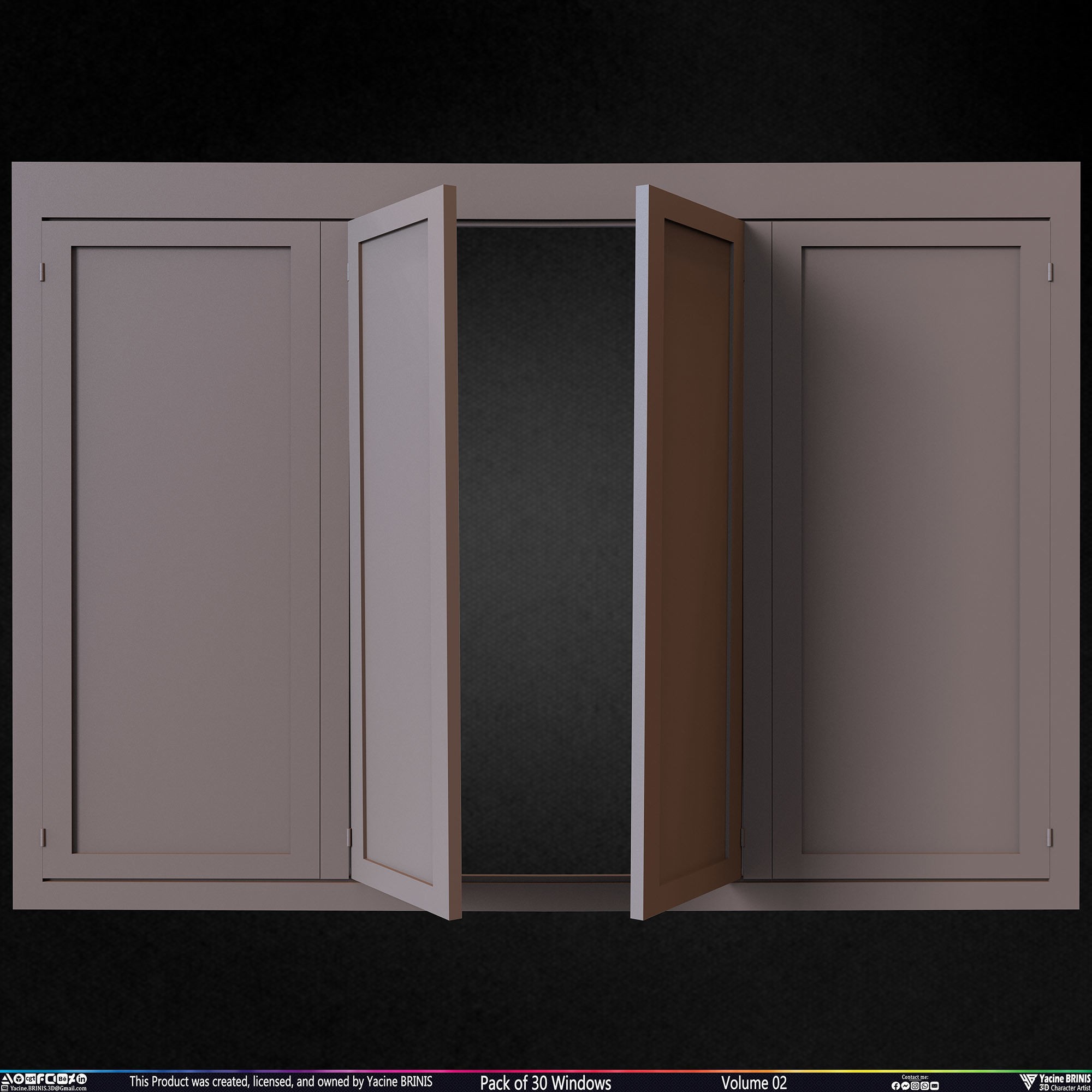 Pack of 30 Windows - Low-Poly 3D Model - View 33