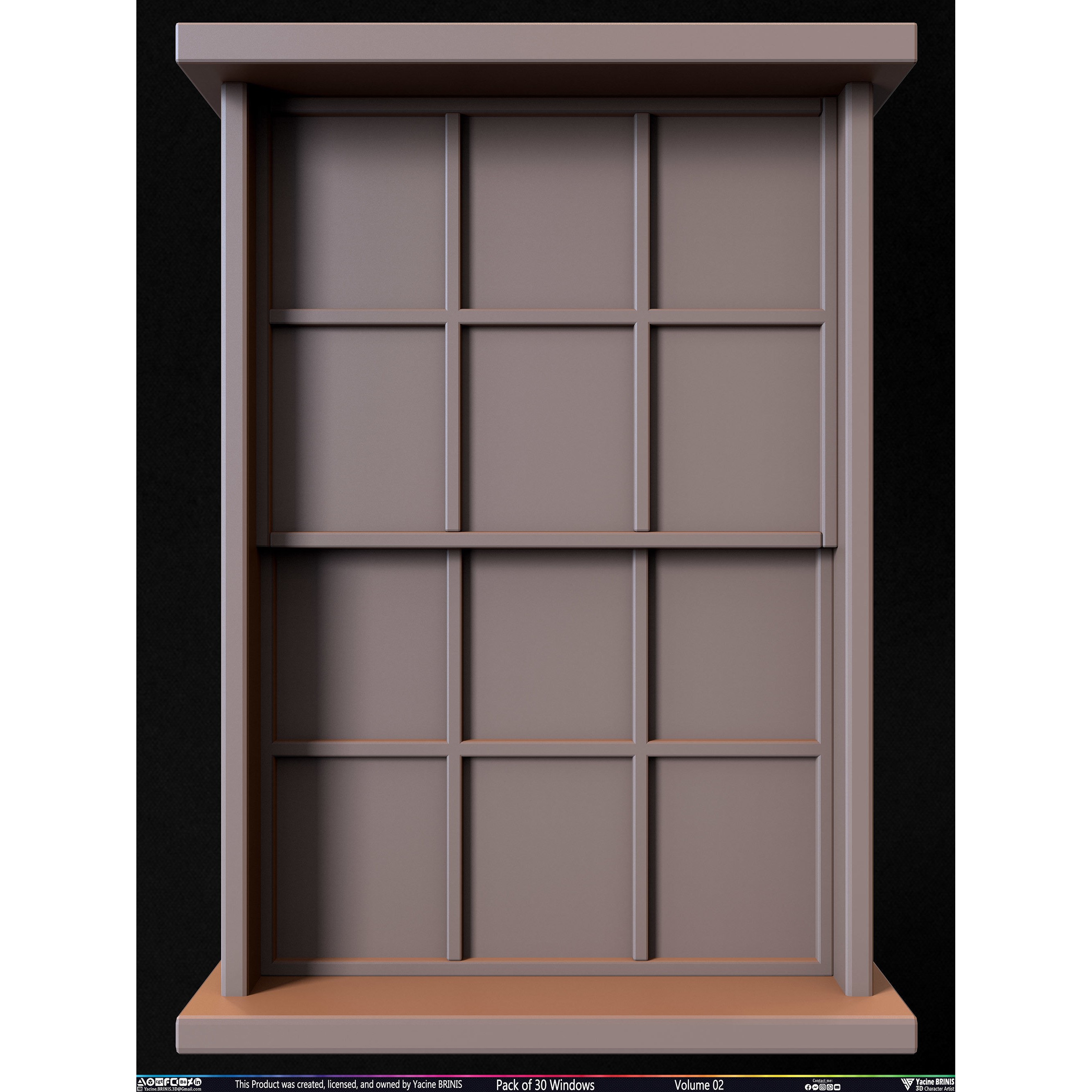 Pack of 30 Windows - Low-Poly 3D Model - View 34