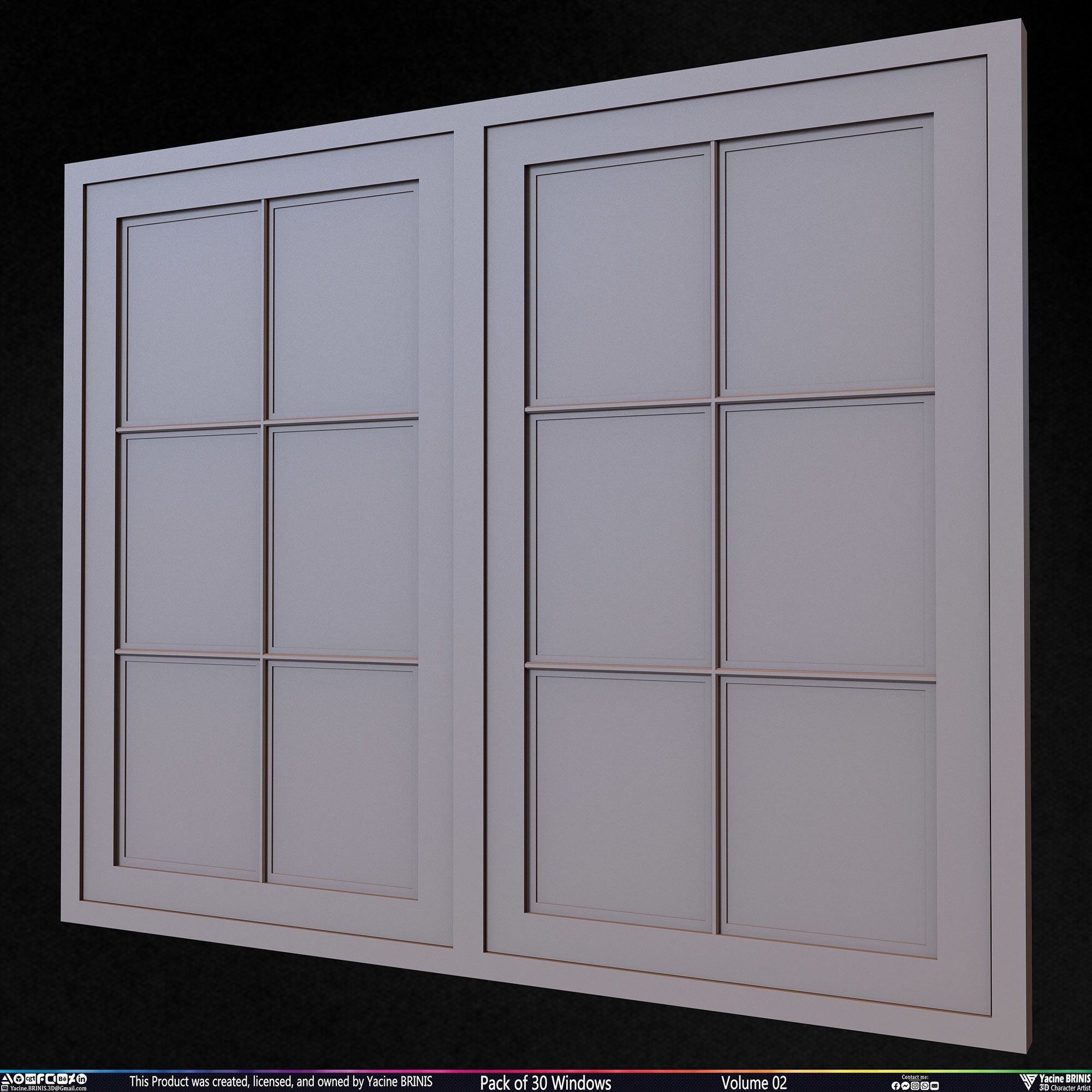 Pack of 30 Windows - Low-Poly 3D Model - View 46