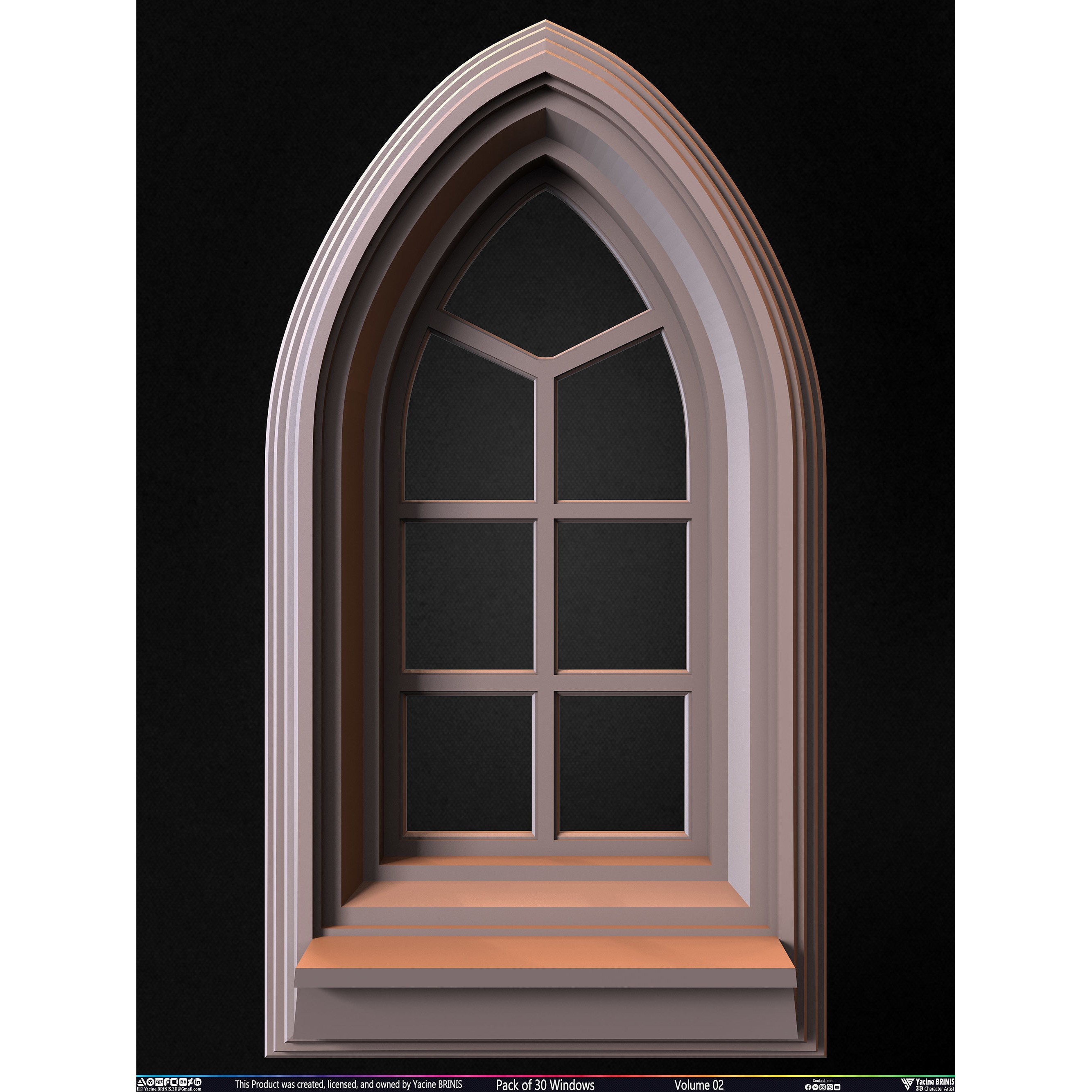 Pack of 30 Windows - Low-Poly 3D Model - View 5