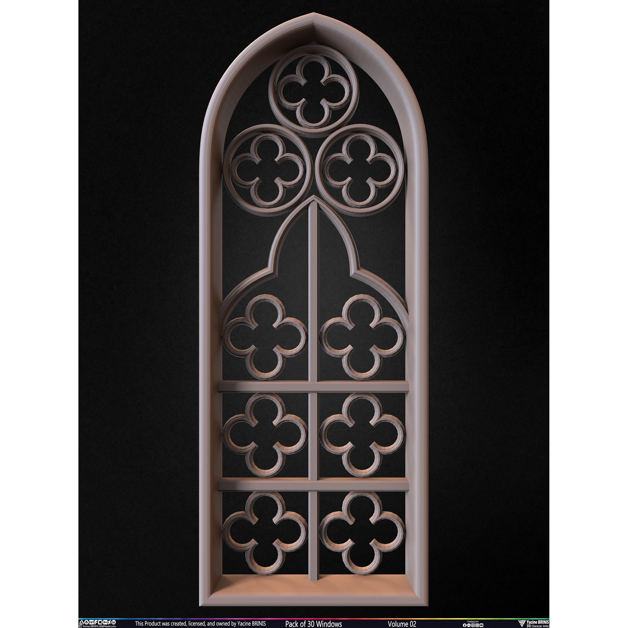 Pack of 30 Windows - Low-Poly 3D Model - View 7
