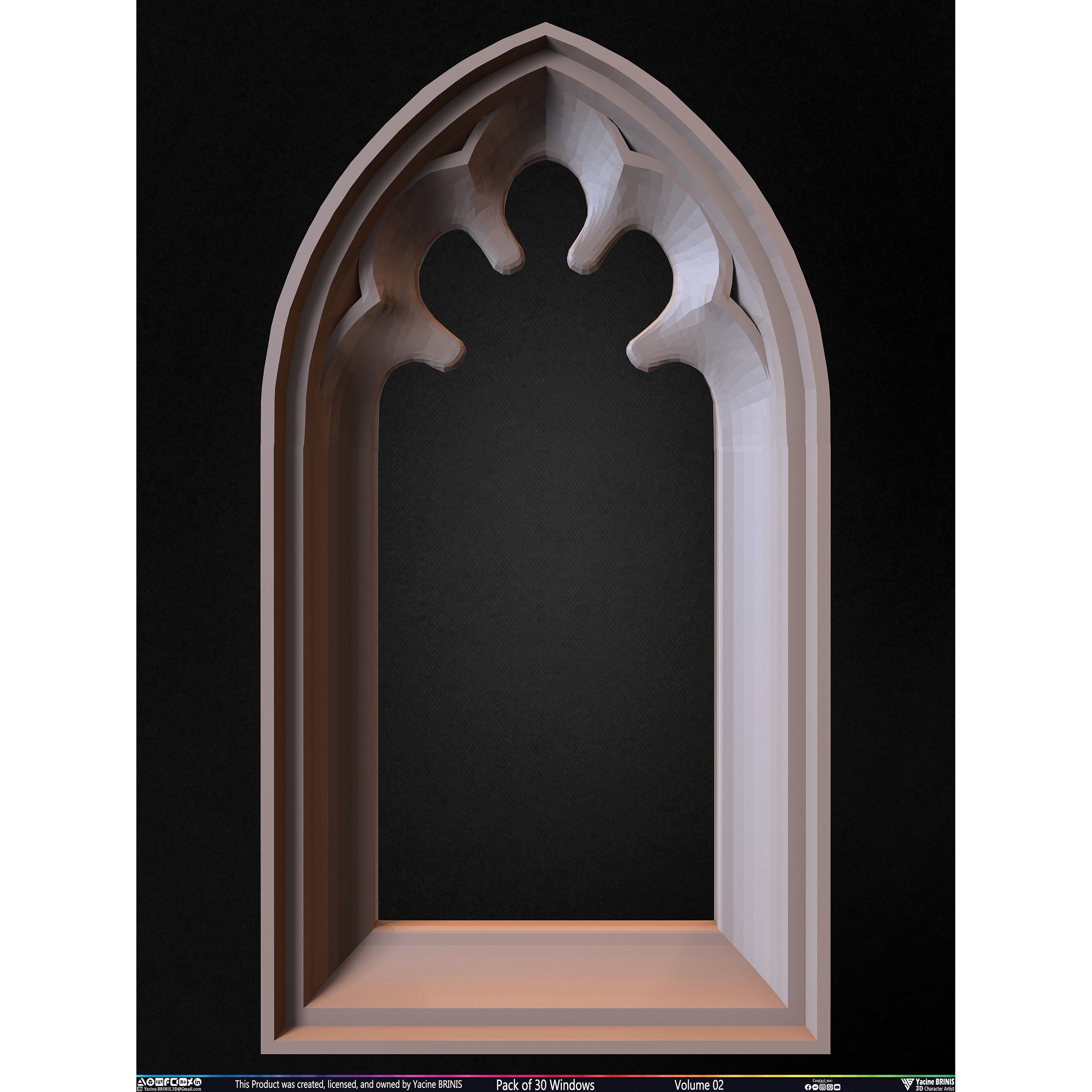 Pack of 30 Windows - Low-Poly 3D Model - View 9