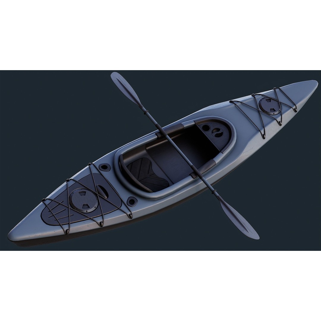 Low Poly Kayak 3D Model – Game Ready PBR Asset, FBX & OBJ
