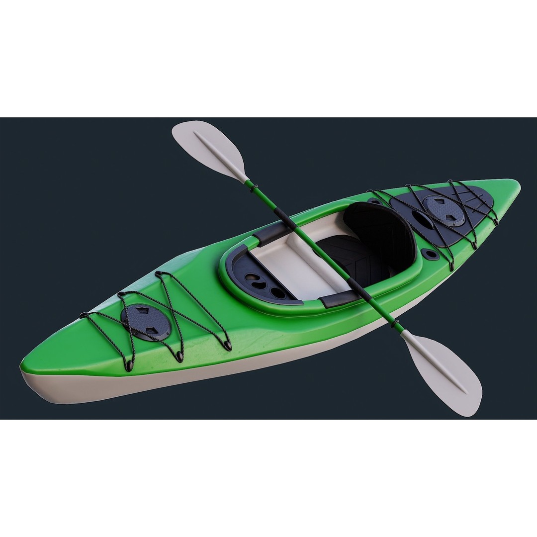 Low Poly Kayak 3D Model – Game Ready PBR Asset, FBX & OBJ - View 10