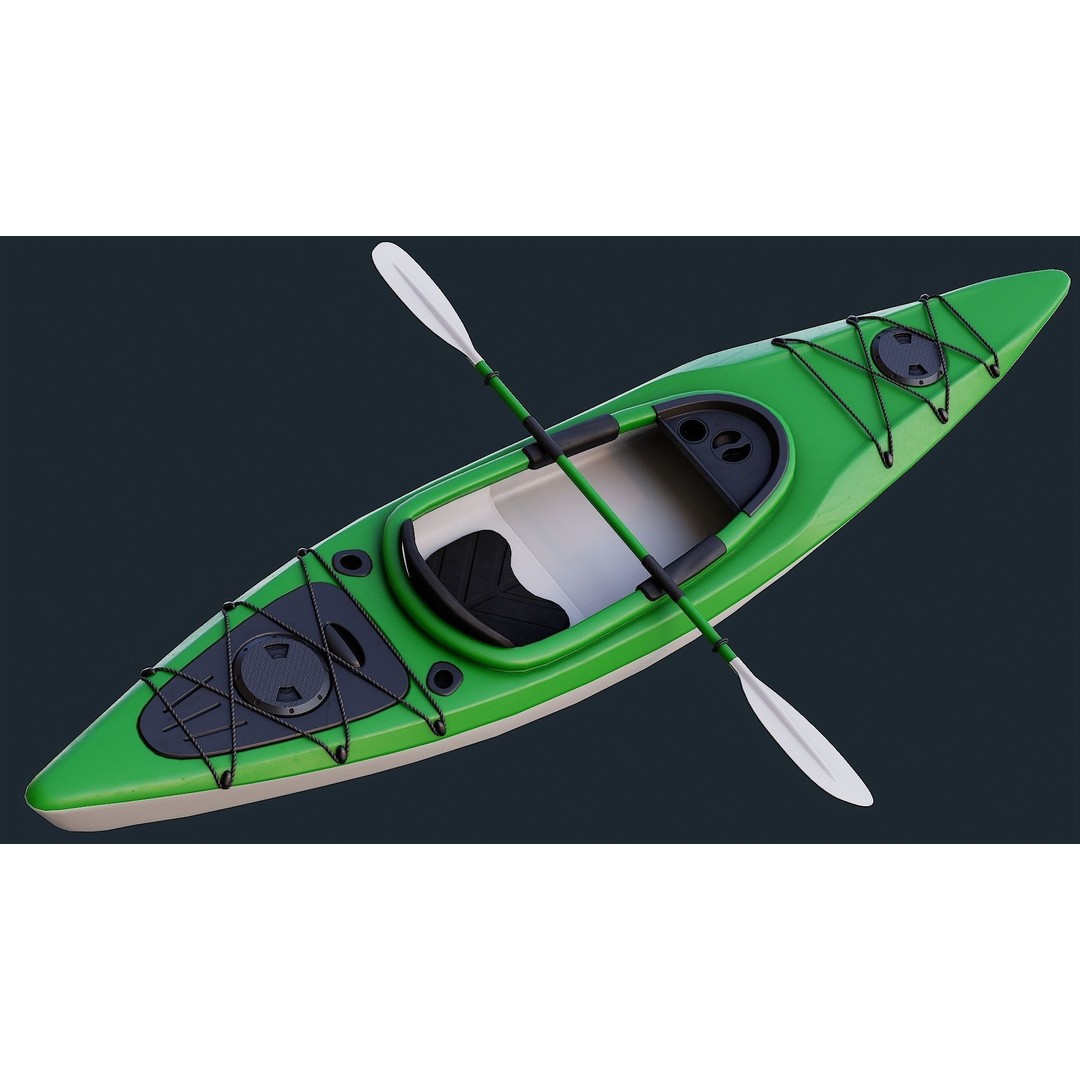 Low Poly Kayak 3D Model – Game Ready PBR Asset, FBX & OBJ - View 11