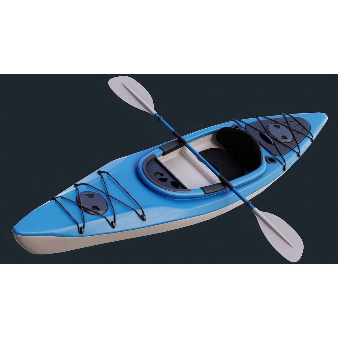 Low Poly Kayak 3D Model – Game Ready PBR Asset, FBX & OBJ - View 12