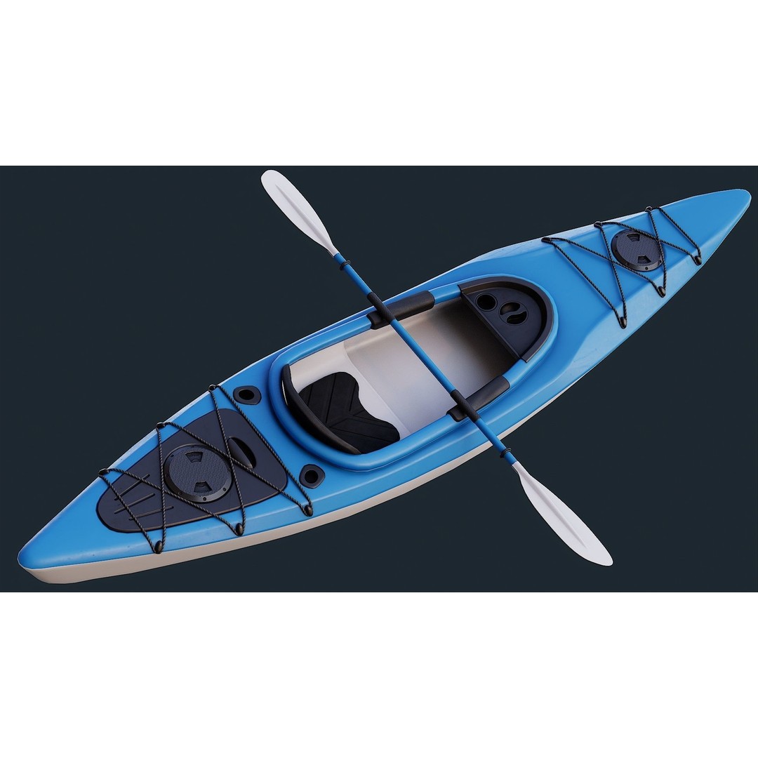 Low Poly Kayak 3D Model – Game Ready PBR Asset, FBX & OBJ - View 13