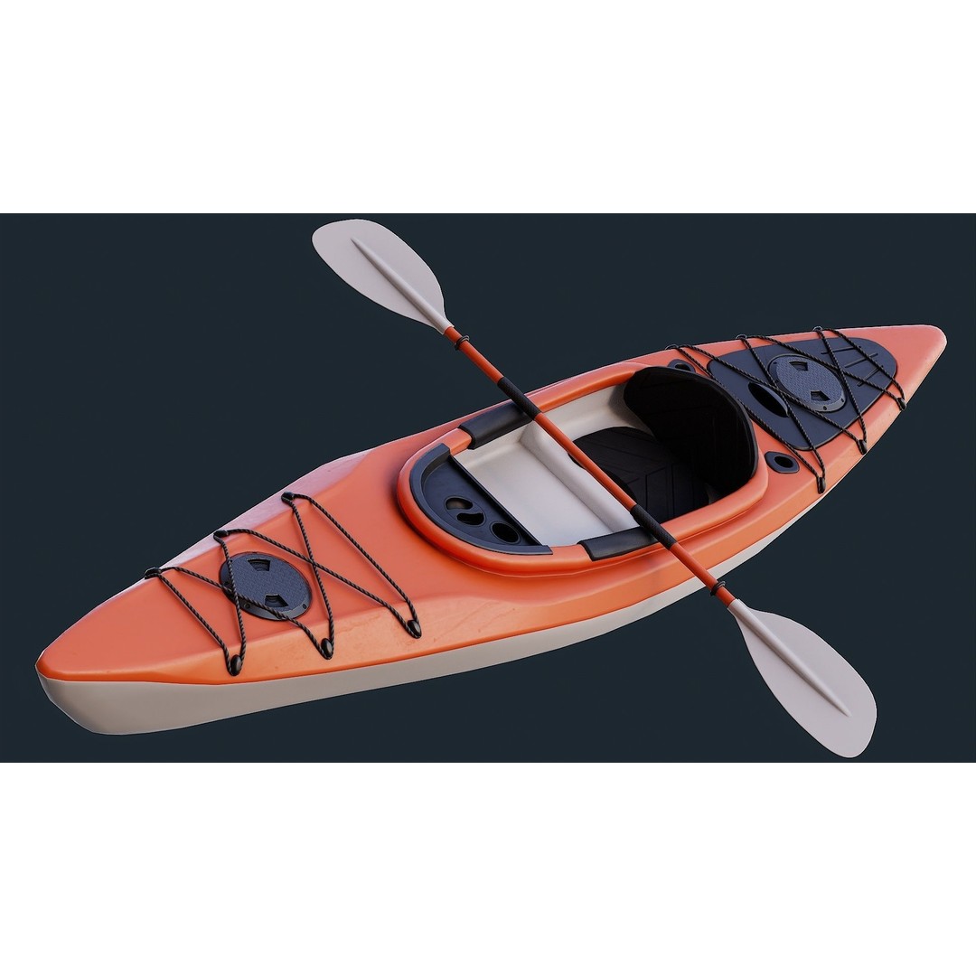 Low Poly Kayak 3D Model – Game Ready PBR Asset, FBX & OBJ - View 14