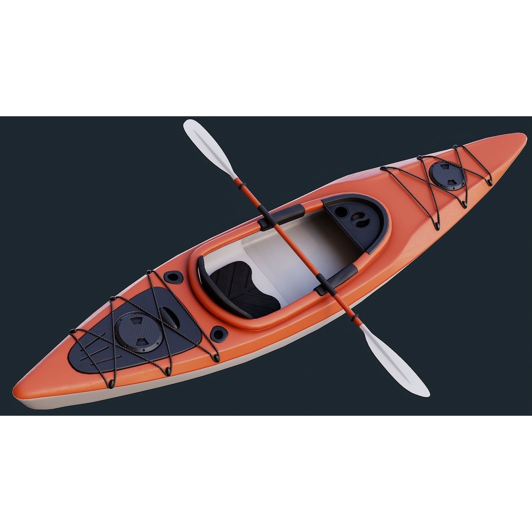 Low Poly Kayak 3D Model – Game Ready PBR Asset, FBX & OBJ - View 15