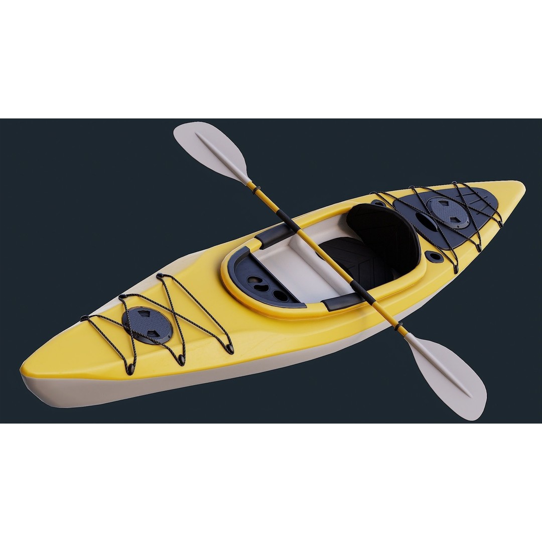 Low Poly Kayak 3D Model – Game Ready PBR Asset, FBX & OBJ - View 16