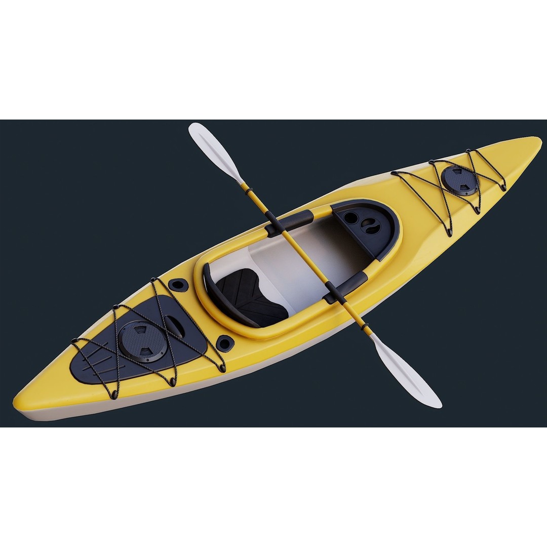 Low Poly Kayak 3D Model – Game Ready PBR Asset, FBX & OBJ - View 17