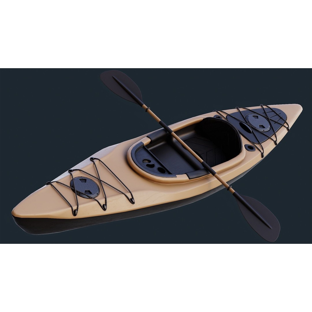 Low Poly Kayak 3D Model – Game Ready PBR Asset, FBX & OBJ - View 18