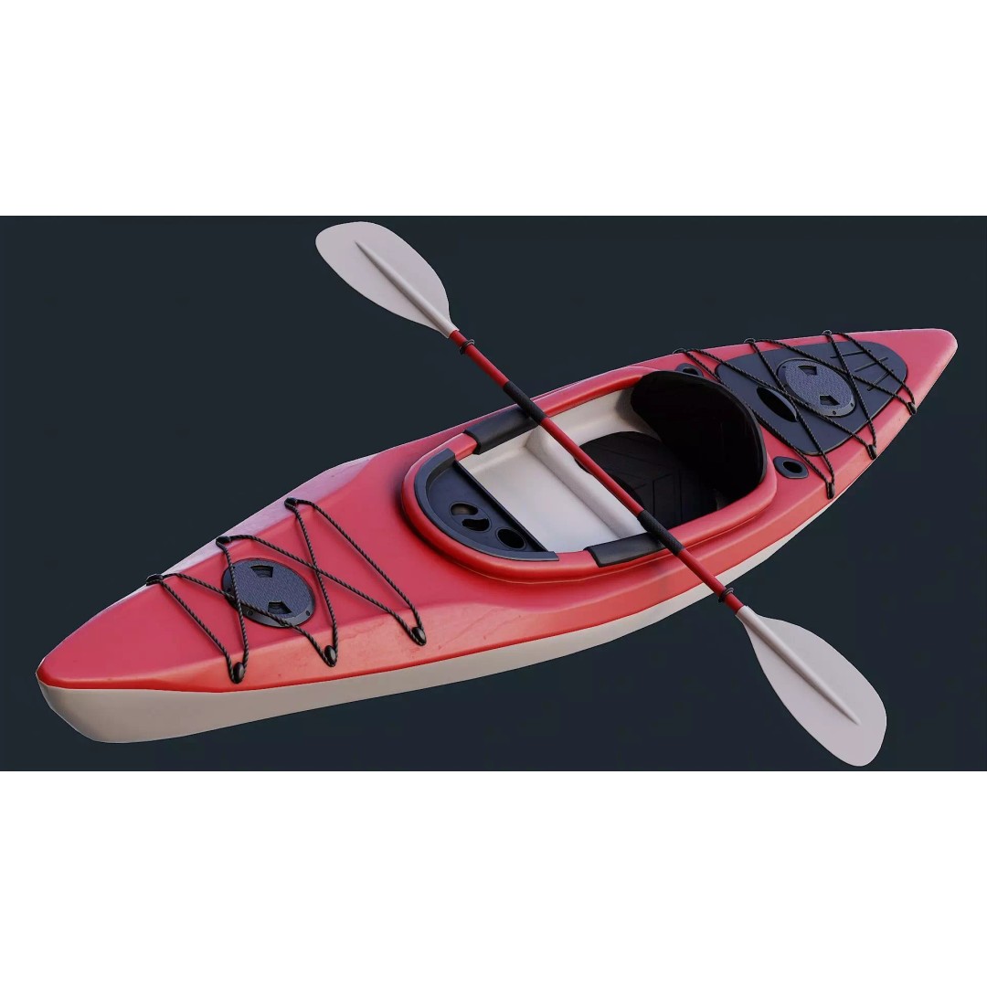 Low Poly Kayak 3D Model – Game Ready PBR Asset, FBX & OBJ - View 2