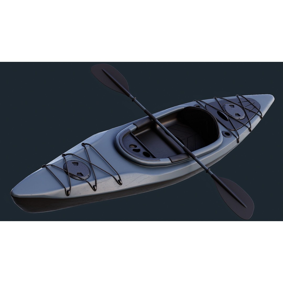 Low Poly Kayak 3D Model – Game Ready PBR Asset, FBX & OBJ - View 20