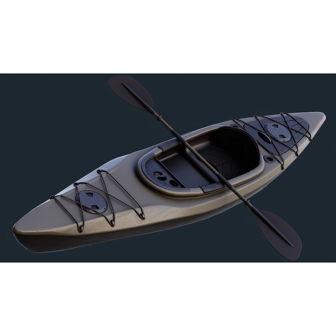 Low Poly Kayak 3D Model – Game Ready PBR Asset, FBX & OBJ - View 4